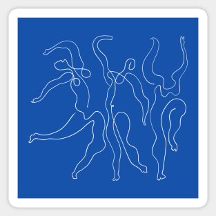 Picasso Line Art - Dancers Blue Background Sticker